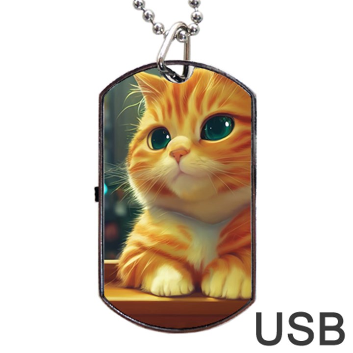 Cute Cat Cat Feline 3d Dog Tag USB Flash (Two Sides)