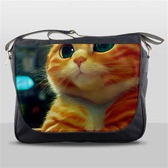 Cute Cat Cat Feline 3d Messenger Bag by Pakemis