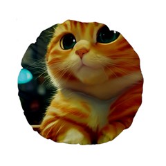 Cute Cat Cat Feline 3d Standard 15  Premium Round Cushions by Pakemis