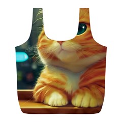 Cute Cat Cat Feline 3d Full Print Recycle Bag (l) by Pakemis