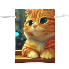 Cute Cat Cat Feline 3d Lightweight Drawstring Pouch (xl) by Pakemis