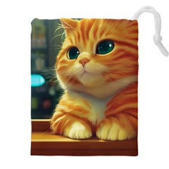 Cute Cat Cat Feline 3d Drawstring Pouch (4xl) by Pakemis