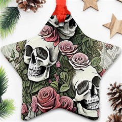 Skulls Roses Wallpaper Garden Artwork Ornament (star) by Pakemis