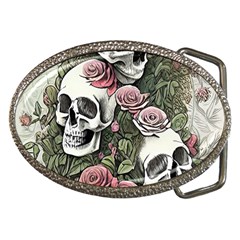 Skulls Roses Wallpaper Garden Artwork Belt Buckles by Pakemis