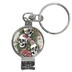 Skulls Roses Wallpaper Garden Artwork Nail Clippers Key Chain