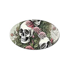 Skulls Roses Wallpaper Garden Artwork Sticker (oval)