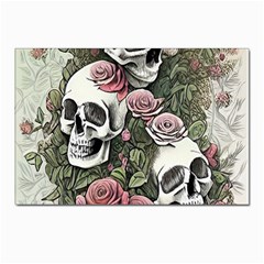 Skulls Roses Wallpaper Garden Artwork Postcard 4 x 6  (pkg Of 10) by Pakemis