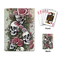 Skulls Roses Wallpaper Garden Artwork Playing Cards Single Design (rectangle) by Pakemis