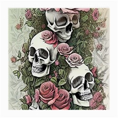 Skulls Roses Wallpaper Garden Artwork Medium Glasses Cloth (2 Sides) by Pakemis