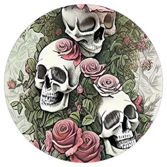 Skulls Roses Wallpaper Garden Artwork Round Trivet by Pakemis