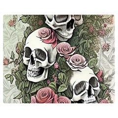 Skulls Roses Wallpaper Garden Artwork Flano Blanket (medium) by Pakemis