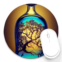 Flask Bottle Tree In A Bottle Perfume Design Round Mousepad by Pakemis