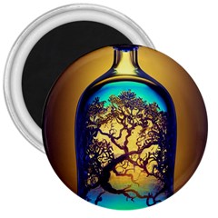 Flask Bottle Tree In A Bottle Perfume Design 3  Magnets by Pakemis