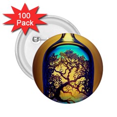 Flask Bottle Tree In A Bottle Perfume Design 2 25  Buttons (100 Pack)  by Pakemis