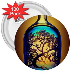 Flask Bottle Tree In A Bottle Perfume Design 3  Buttons (100 Pack)  by Pakemis