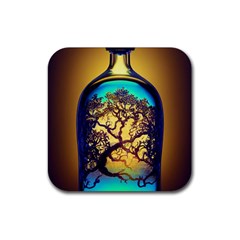 Flask Bottle Tree In A Bottle Perfume Design Rubber Coaster (square) by Pakemis