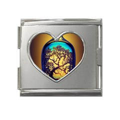 Flask Bottle Tree In A Bottle Perfume Design Mega Link Heart Italian Charm (18mm)