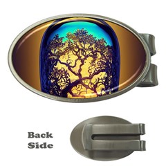 Flask Bottle Tree In A Bottle Perfume Design Money Clips (oval)  by Pakemis