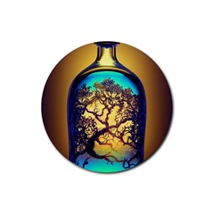 Flask Bottle Tree In A Bottle Perfume Design Rubber Coaster (round) by Pakemis