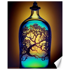 Flask Bottle Tree In A Bottle Perfume Design Canvas 11  X 14  by Pakemis