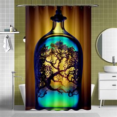 Flask Bottle Tree In A Bottle Perfume Design Shower Curtain 48  X 72  (small)  by Pakemis