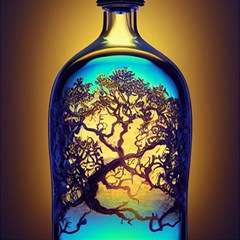 Flask Bottle Tree In A Bottle Perfume Design Play Mat (square)