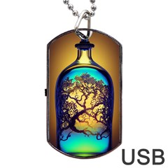 Flask Bottle Tree In A Bottle Perfume Design Dog Tag Usb Flash (one Side)