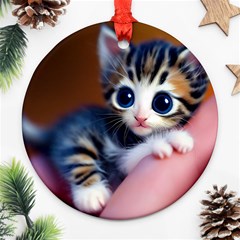 Cute Kitten Kitten Animal Wildlife 3d Ornament (round) by Pakemis