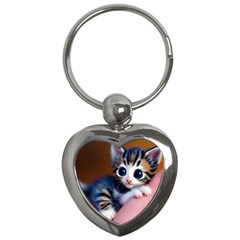 Cute Kitten Kitten Animal Wildlife 3d Key Chain (heart) by Pakemis