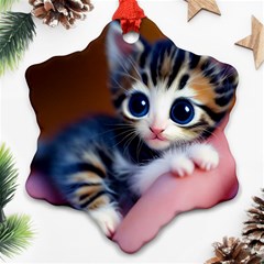 Cute Kitten Kitten Animal Wildlife 3d Ornament (snowflake) by Pakemis