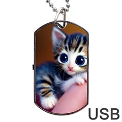 Cute Kitten Kitten Animal Wildlife 3d Dog Tag Usb Flash (two Sides) by Pakemis