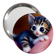 Cute Kitten Kitten Animal Wildlife 3d 3  Handbag Mirrors by Pakemis