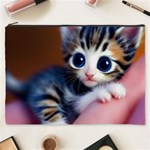 Cute Kitten Kitten Animal Wildlife 3d Cosmetic Bag (XXXL) Front