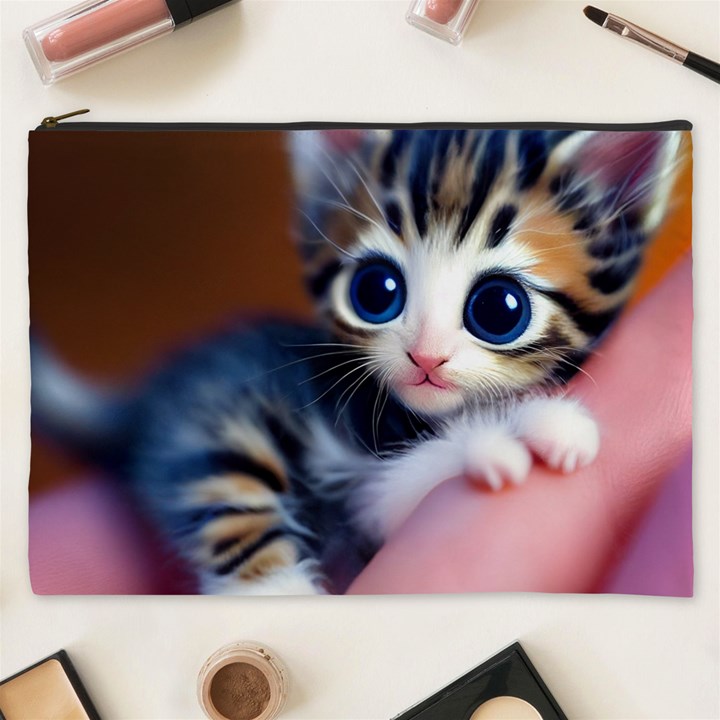 Cute Kitten Kitten Animal Wildlife 3d Cosmetic Bag (XXXL)