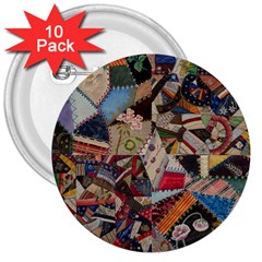 Background Embroidery Pattern Stitches Abstract 3  Buttons (10 pack) 