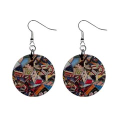 Background Embroidery Pattern Stitches Abstract Mini Button Earrings