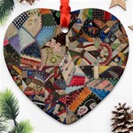 Background Embroidery Pattern Stitches Abstract Heart Ornament (Two Sides) Front