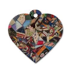 Background Embroidery Pattern Stitches Abstract Dog Tag Heart (Two Sides)