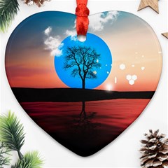 Surreal Fantasy Abstract Art Creativity Horizon Ornament (heart) by Pakemis