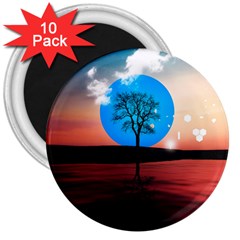 Surreal Fantasy Abstract Art Creativity Horizon 3  Magnets (10 Pack)  by Pakemis