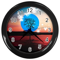 Surreal Fantasy Abstract Art Creativity Horizon Wall Clock (black) by Pakemis