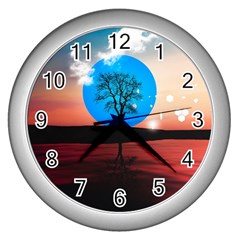 Surreal Fantasy Abstract Art Creativity Horizon Wall Clock (silver) by Pakemis