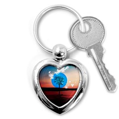 Surreal Fantasy Abstract Art Creativity Horizon Key Chain (heart) by Pakemis