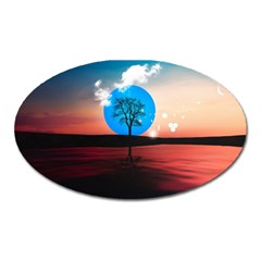 Surreal Fantasy Abstract Art Creativity Horizon Oval Magnet by Pakemis