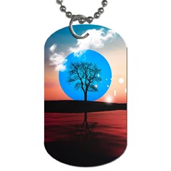 Surreal Fantasy Abstract Art Creativity Horizon Dog Tag (two Sides) by Pakemis