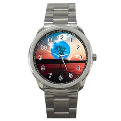 Surreal Fantasy Abstract Art Creativity Horizon Sport Metal Watch by Pakemis