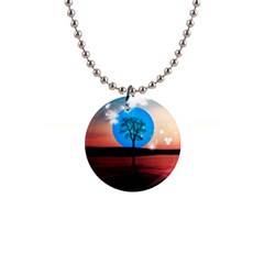 Surreal Fantasy Abstract Art Creativity Horizon 1  Button Necklace by Pakemis