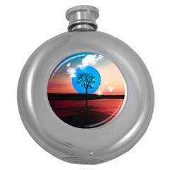 Surreal Fantasy Abstract Art Creativity Horizon Round Hip Flask (5 Oz) by Pakemis