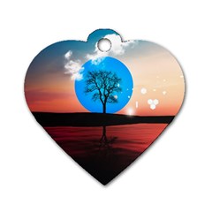 Surreal Fantasy Abstract Art Creativity Horizon Dog Tag Heart (two Sides) by Pakemis