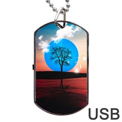 Surreal Fantasy Abstract Art Creativity Horizon Dog Tag Usb Flash (two Sides) by Pakemis